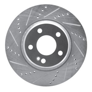 Mercedes-Benz C300 Brake Rotor (1) - Rear Left - R1 Concepts - Drilled & Slotted - Silver - `15-`23